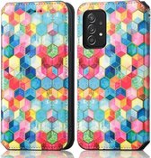 Voor Samsung Galaxy A52 5G Kleurrijke Magnetische Horizontale Flip PU Lederen Case met Houder & Kaartsleuf & Portemonnee (Magische Ruimte)