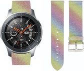 Leer Smartwatch bandje - Geschikt voor Strap-it Samsung Galaxy Watch 46mm leren glitter bandje - regenboog - Strap-it Horlogeband / Polsband / Armband