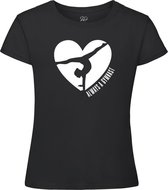 Sparkle&Dream - T-Shirt 'Love Gymnast' Zwart - XS -  voor turnen en gymnastiek