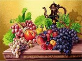 Alles-in-1 pakket met 30x40cm Diamond Painting 'Druiven en ander fruit',  A4 lightpad en meer