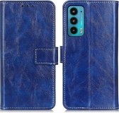 Voor Motorola Edge 20 Retro Crazy Horse Textuur Horizontale Flip Lederen Case met Houder & Kaartsleuven & Fotolijst & Portemonnee (Blauw)