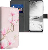kwmobile telefoonhoesje voor Samsung Galaxy A22 5G - Hoesje met pasjeshouder in poederroze / wit / oudroze - Magnolia design
