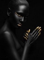 Goud En Zwarte Vrouw Model Print Poster Wall Art Kunst Canvas Printing Op Papier Living Decoratie 60X80cm Multi-color