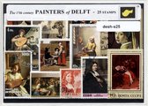 The 17th century Painters of Delft – Luxe postzegel pakket (A6 formaat) : collectie van 25 verschillende postzegels van 17 eeuwse schilders uit Delft – kan als ansichtkaart in een