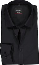 VENTI body fit overhemd - mouwlengte 72 cm - zwart - Strijkvriendelijk - Boordmaat: 40