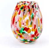 Design vaas Organic - Fidrio MIXED DOTS - glas, mondgeblazen bloemenvaas - hoogte 20 cm