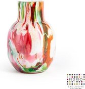 Design vaas Palermo medium - Fidrio MIXED COLOURS - glas, mondgeblazen bloemenvaas - diameter 9 cm hoogte 25 cm