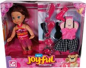 speelset Joyful Shopping meisjes 11 cm roze 6-delig