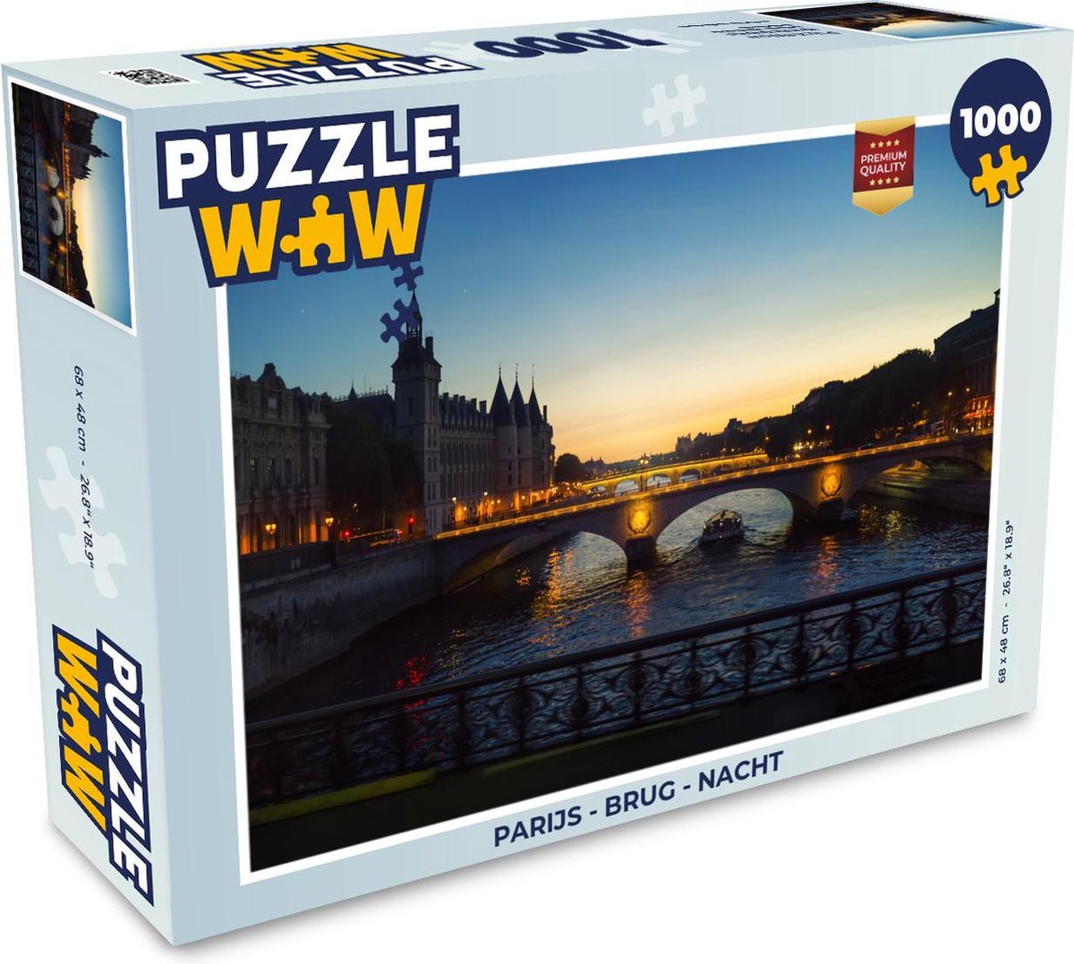 Afbeelding van product PuzzleWow  Puzzel Parijs - Brug - Nacht - Legpuzzel - Puzzel 1000 stukjes volwassenen - Sinterklaas Cadeau - Kerstcadeau