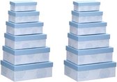 Set van 12x stuks pastelblauwe cadeaudoosjes 16,5-28,5 cm rechthoekig - kadodoosjes / cadeauverpakkingen