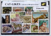 Katachtigen – Luxe postzegel pakket (A6 formaat) : collectie van 100 verschillende postzegels van katachtigen – kan als ansichtkaart in een A6 envelop - authentiek cadeau - kado ti