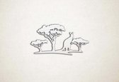 Wanddecoratie - Kangoeroe in natuur - XS - 15x30cm - EssenhoutWit - muurdecoratie - Line Art