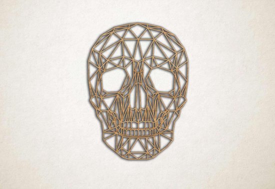 Line Art - Skull 2 - M - 80x60cm - Chêne - décoration murale géométrique