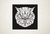 Line Art - Uil vierkant 2 - XS - 25x25cm - Zwart - geometrische wanddecoratie