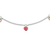 YO&NO - Ketting - Zilver - Gourmet - Aardbei - 1,9mm - 38cm - Kinderen - Gerhodineerd - Zilver 925