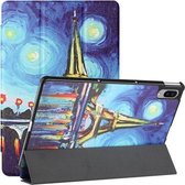 Voor Lenovo Tab P11 Pro Zijdetextuur Gekleurd Tekenpatroon Horizontale Flip Magnetische PU-lederen hoes met drie opvouwbare houder en slaap- / wekfunctie (Star Tower)