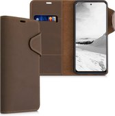 kalibri telefoonhoesje voor Xiaomi Redmi Note 10 / Note 10S - Hoesje met pasjeshouder en standaard - bruin - Wallet case