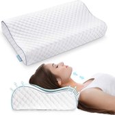 Hoofdkussen Nekklachten - Zinaps Hoogte Verstelbaar Kussen, Memory Foam Sleeping Pillow, Orthopedic Neck Support Hoofdkussen voor nekpijn, ademend kussen 60 x 35 x 11/8 Wit (Wit, Spons) (WK 0