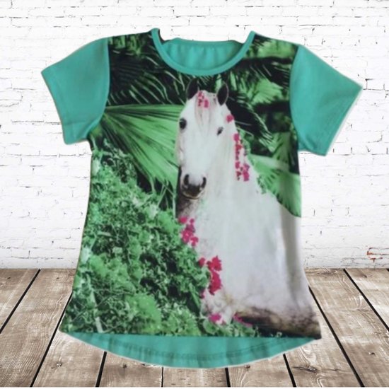 t-shirt met paard mint -s&C-86/92-t-shirts meisjes