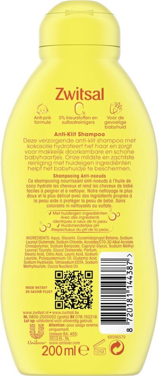 6x Zwitsal Shampoo Anti-Klit 200 ml van Zwitsal — afbeelding 2