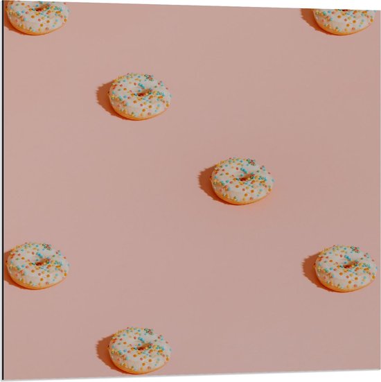 Dibond - Donuts met Spikkels - 80x80cm Foto op Aluminium (Met Ophangsysteem)