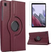 Case2go - Tablet hoes geschikt voor Samsung Galaxy Tab A7 Lite - Draaibare Book Case Cover + Screenprotector - 8.7 inch - Paars