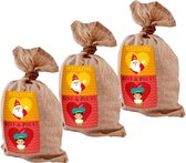 Pakket van 6x stuks medium jute kadozakken Sinterklaas - 50x80 cm - strooizakken / cadeauzakken