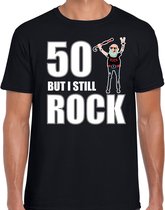 Verjaardag t-shirt 50 but I still rock - zwart - heren - vijftig jaar cadeau shirt Abraham S