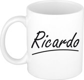 Ricardo naam cadeau mok / beker met sierlijke letters - Cadeau collega/ vaderdag/ verjaardag of persoonlijke voornaam mok werknemers