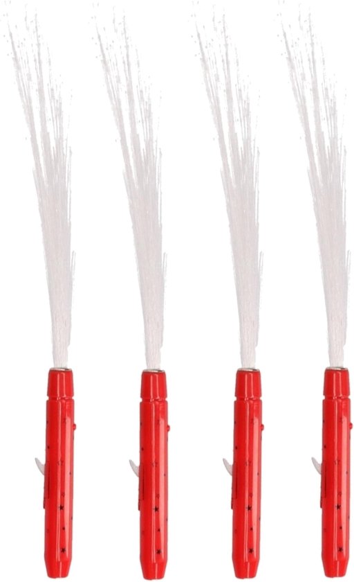 Set de 4 bâtons lumineux LED fibre rouge - Articles de fête lumineux