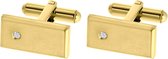 Stalen goldplated manchetknopen met zirkonia
