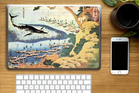 Sticker pour ordinateur portable - 15,6 pouces - Une baleine à Goto - peinture de Katsushika Hokusai