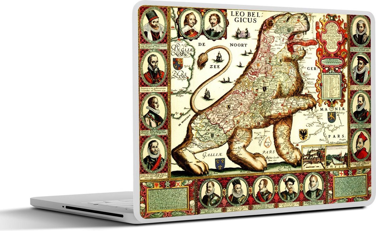Laptop sticker - 12.3 inch - Historische landkaart van het oude Nederland - 30x22cm - Laptopstickers - Laptop skin - Cover