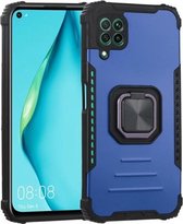 Voor Huawei P40 Lite Fierce Warrior-serie Armor All-inclusive schokbestendig aluminium + TPU-beschermhoes met ringhouder (blauw)