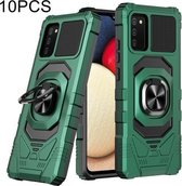 Voor Samsung Galaxy A02s 10 PCS Union Armor Magnetische PC + TPU Shockproof Case met 360 Graden Rotatie Ring Houder (Dark Night Green)