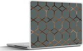Laptop sticker - 14 inch - Patronen - Blauw - Luxe - Brons - 32x5x23x5cm - Laptopstickers - Laptop skin - Cover