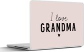 Sticker pour ordinateur portable - 12,3 pouces - Cadeau pour grand-mère - J'aime grand-mère - Rose