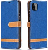 iPhone 7 Vintage Book Case Hoesje - Stof - Pasjeshouder - Magnetisch - Apple iPhone 7 - Blauw