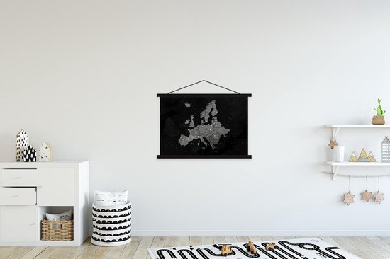Porte-affiche avec affiche - Affiche scolaire - Carte - Europe - Peinture - 90x60 cm - Lattes noires