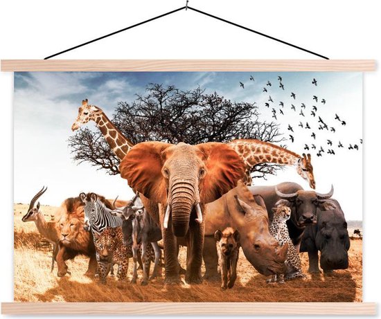 Affiche scolaire - Animaux - Girafe - Éléphant - 150x100 cm - Lattes vierges