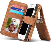 CaseMe - iPhone 7/8/SE 2020 hoesje - Wallet Book Case met Ritssluiting - Bruin