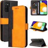 Voor Samsung Galaxy A03s Zakelijke Stiksels-Kleur Horizontale Flip PU Lederen Case met Houder & Kaartsleuven & Fotolijst (Oranje)