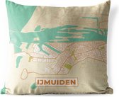 Coussin de jardin - Plan de la ville - IJmuiden - Vintage - 40x40 cm - Résistant aux intempéries