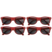 4x stuks zonnebril rood - UV400 bescherming - Wayfarer model - Zonnebrillen voor dames/heren