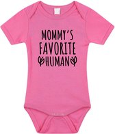 Mommys favourite human tekst baby rompertje roze meisjes - Kraamcadeau/ Moederdag - Babykleding 80 (9-12 maanden)