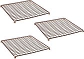 3x Stuks vierkante pannen onderzetters van metaal koper/rose 20 cm - Onderzetters voor ovenschalen en kookpannen