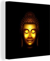 Toile Peinture Bouddha - Visage - Goud - 90x90 cm - Décoration murale
