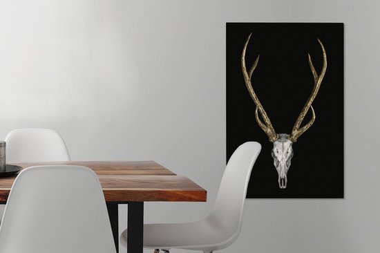 Peinture sur toile Deer - Antlers - Or - 40x60 cm - Décoration murale
