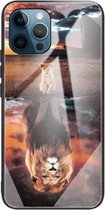 Kleurrijk geschilderd glas schokbestendig beschermhoesje voor iPhone 13 Pro (Lion)
