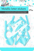 stickers Metallic letter folie blauw 53 stuks